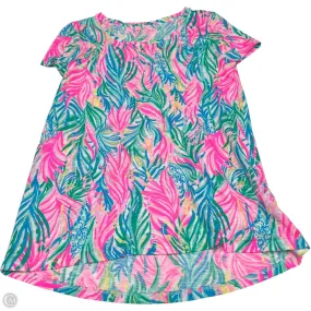 Airflow Ventilation Design Fashion Must-Have Top Short Sleeve Designer By Lilly Pulitzer In Blue & Pink, Size: S
