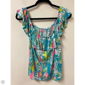 Classic Layer Outdoor Outfit Style Top Short Sleeve Designer By Lilly Pulitzer In Blue & Pink, Size: S