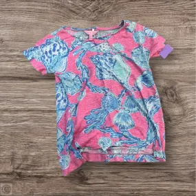 GentleWashResistance Top Short Sleeve Designer By Lilly Pulitzer In Blue & Pink, Size: Xs