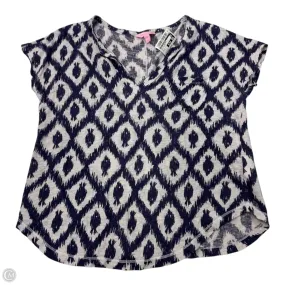 Soft Comfort Wear Top Short Sleeve Designer By Lilly Pulitzer In Blue & White, Size: S