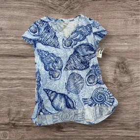 Top Short Sleeve Designer By Lilly Pulitzer In Blue & White, Size: Xxs Crew neck classic Smooth Finish