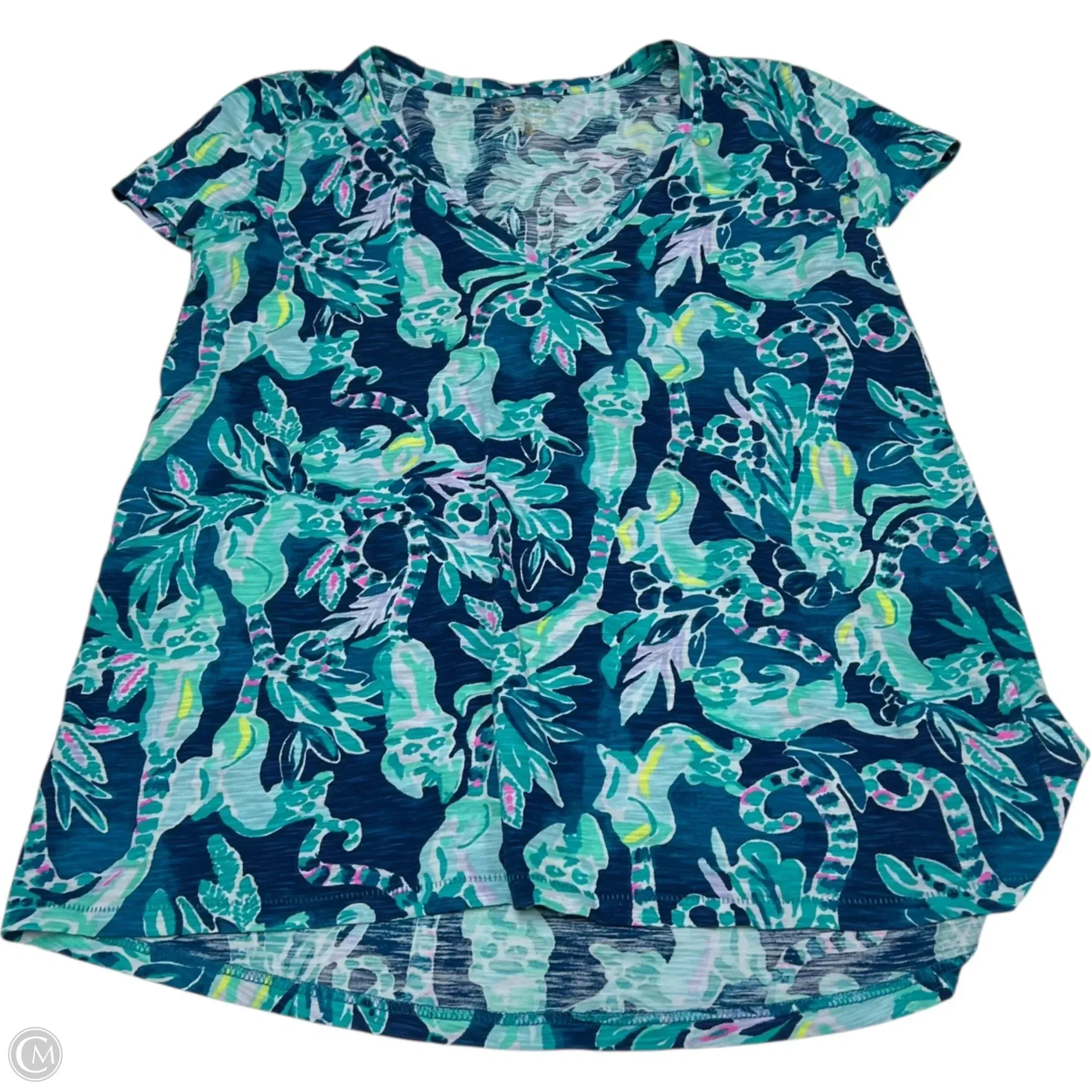 Indoor clothing Top Short Sleeve Designer By Lilly Pulitzer In Blue, Size: Xs