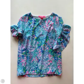 Top Short Sleeve Designer By Lilly Pulitzer In Blue, Size: Xxs Breathable Look