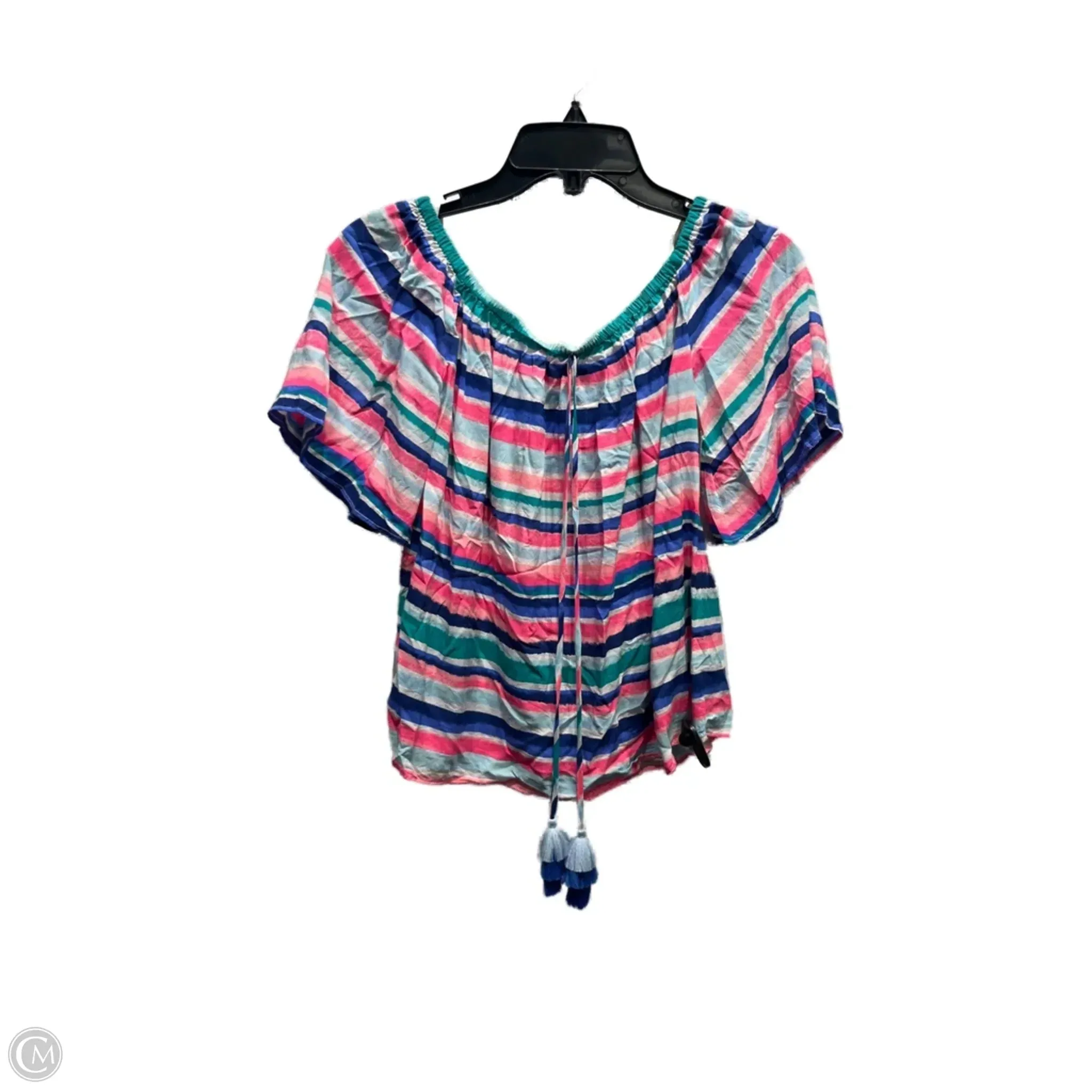 Top Short Sleeve Designer By Lilly Pulitzer In Green & Pink, Size: S Job Interview