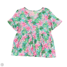 Top Short Sleeve Designer By Lilly Pulitzer In Green & Pink, Size: S Microfiber texture Denim combination