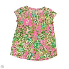 Fit for All Seasons Trendy Wearable Top Short Sleeve Designer By Lilly Pulitzer In Green & Pink, Size: S