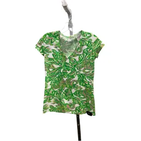 Top Short Sleeve Designer By Lilly Pulitzer In Green & White, Size: Xs Active Trend