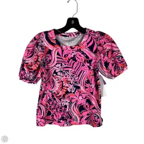 Summer cool Top Short Sleeve Designer By Lilly Pulitzer In Navy, Size: Xxs