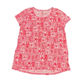 Everyday Chic Light Stretch Top Short Sleeve Designer By Lilly Pulitzer In Red & White, Size: Xl