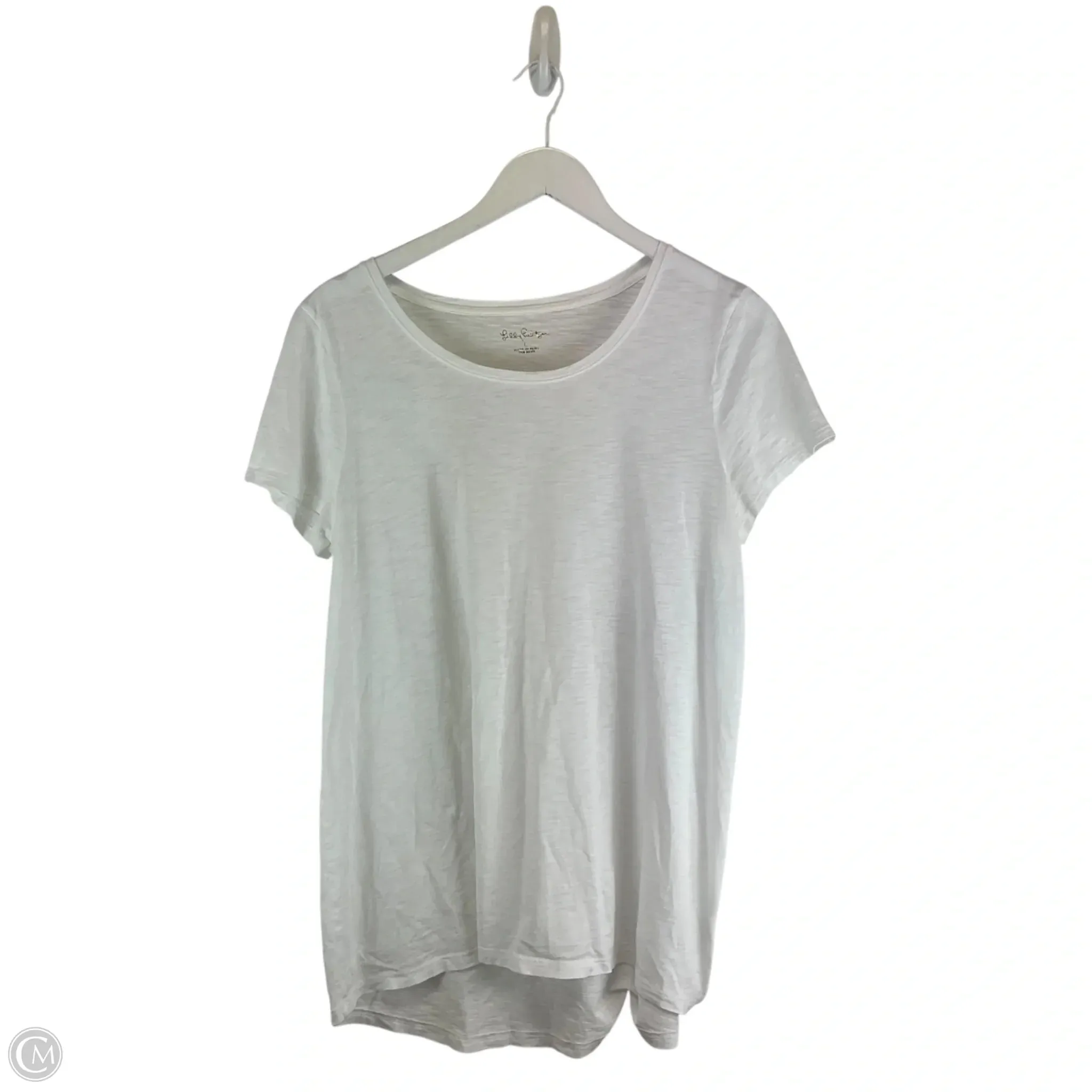 TexturedWeavePattern Top Short Sleeve Designer By Lilly Pulitzer In White, Size: L