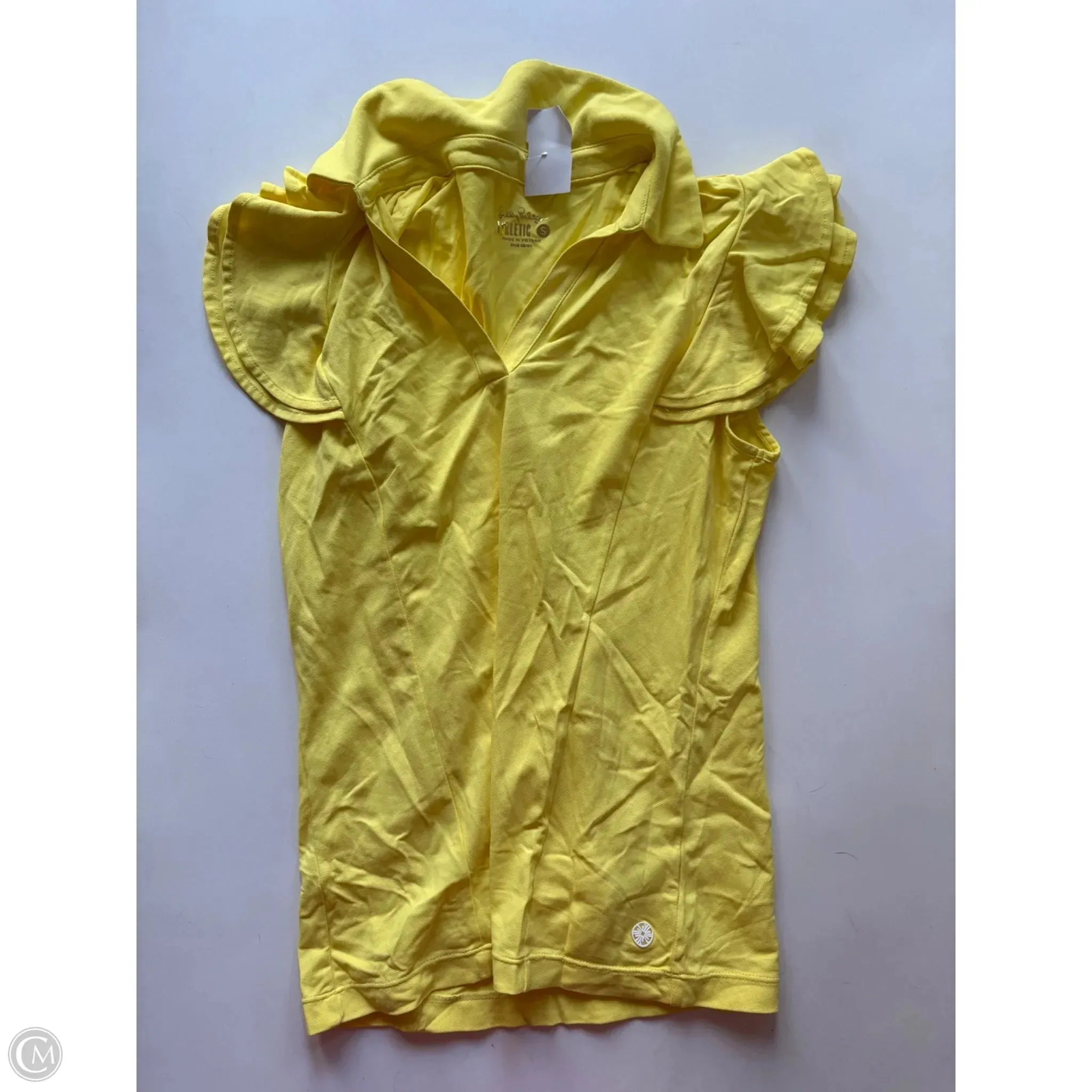 Unique Design Chilly Comfort Wear Top Short Sleeve Designer By Lilly Pulitzer In Yellow, Size: S