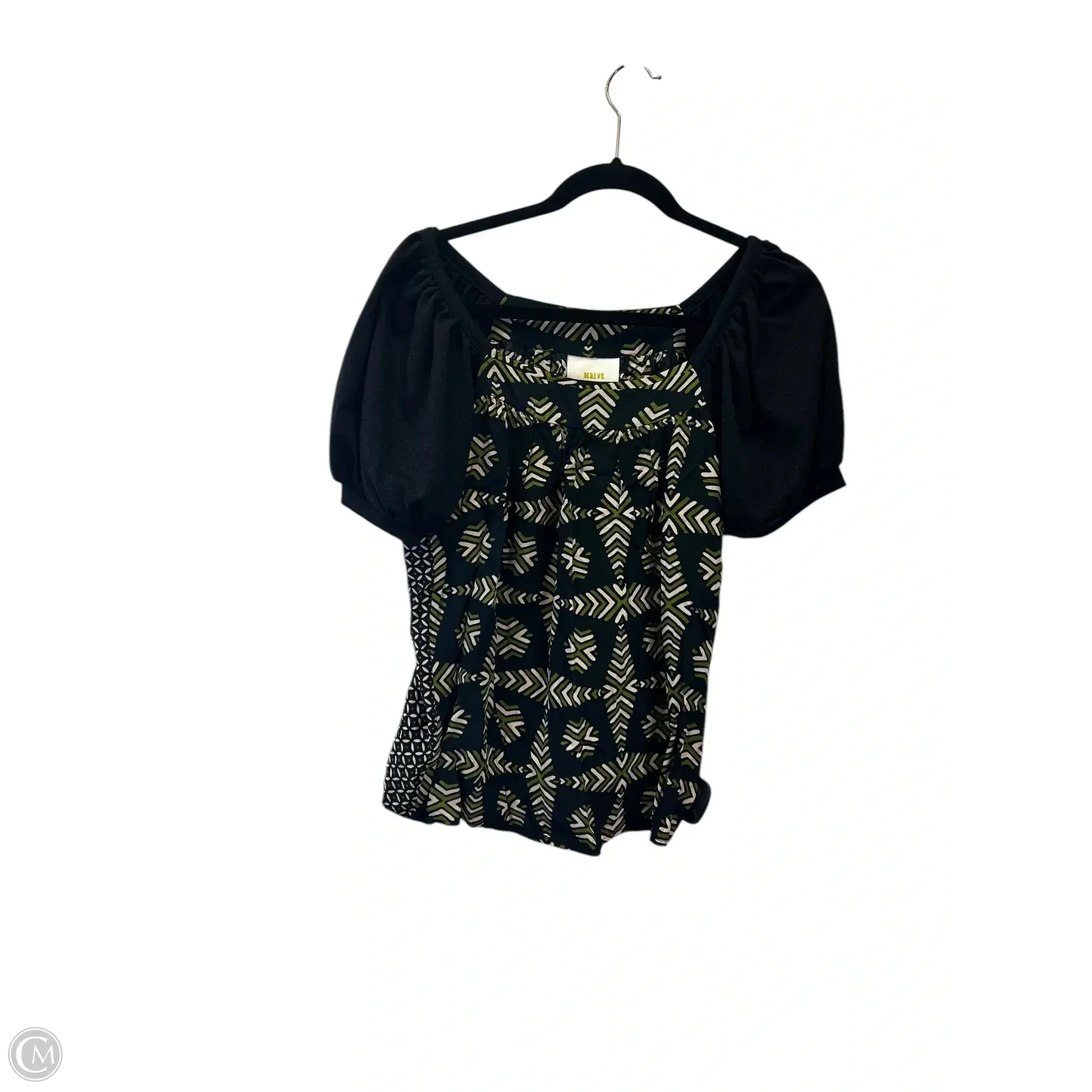 Top Short Sleeve Designer By Maeve In Black & Green, Size: S Active Outfit Style perfect for all-day wear
