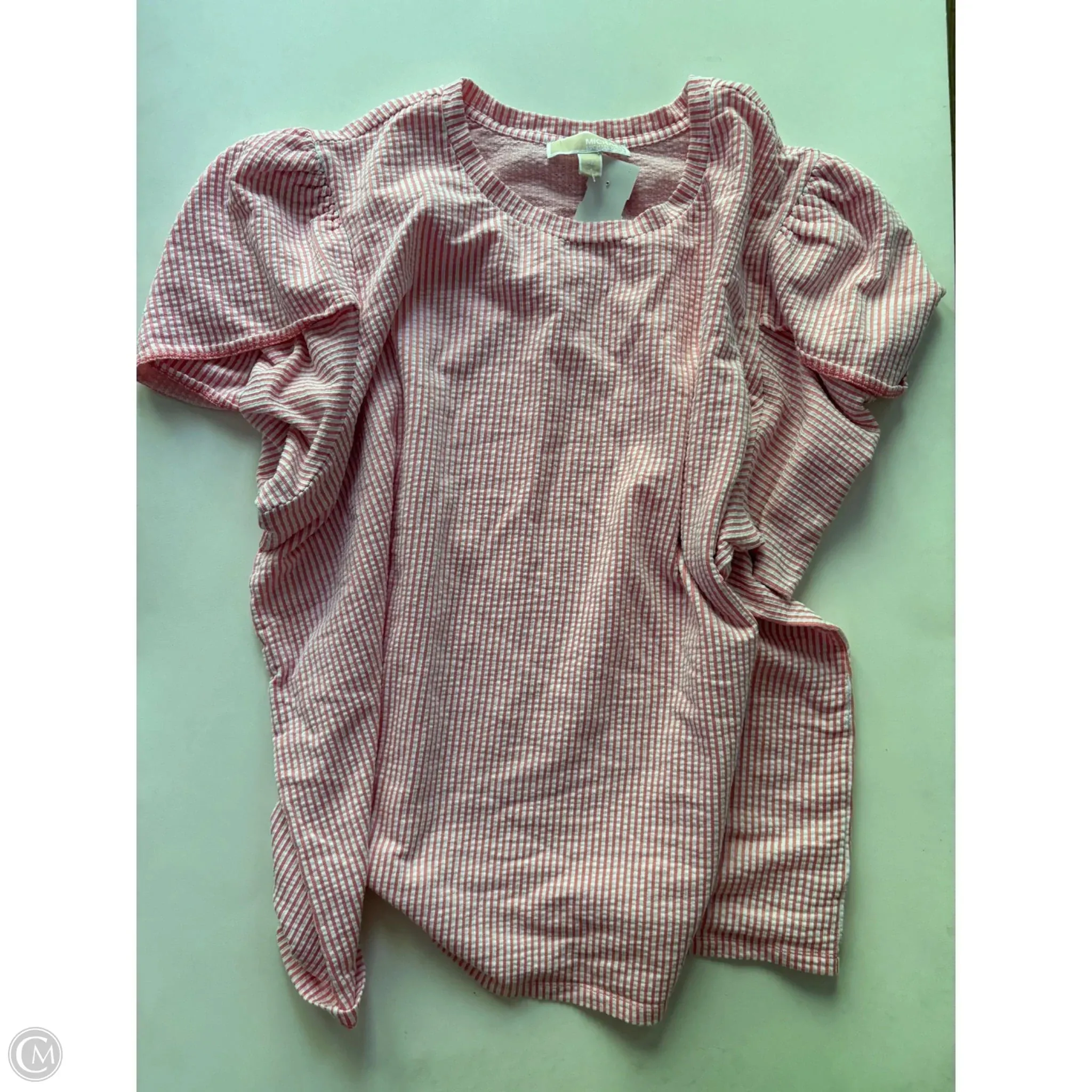 Smart Layering Top Short Sleeve Designer By Michael Kors In Striped Pattern, Size: 3x