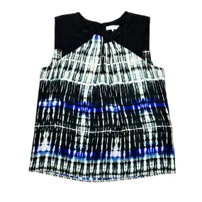 TaglessCollar Top Short Sleeve Designer By Parker In Black & Blue, Size: Xs