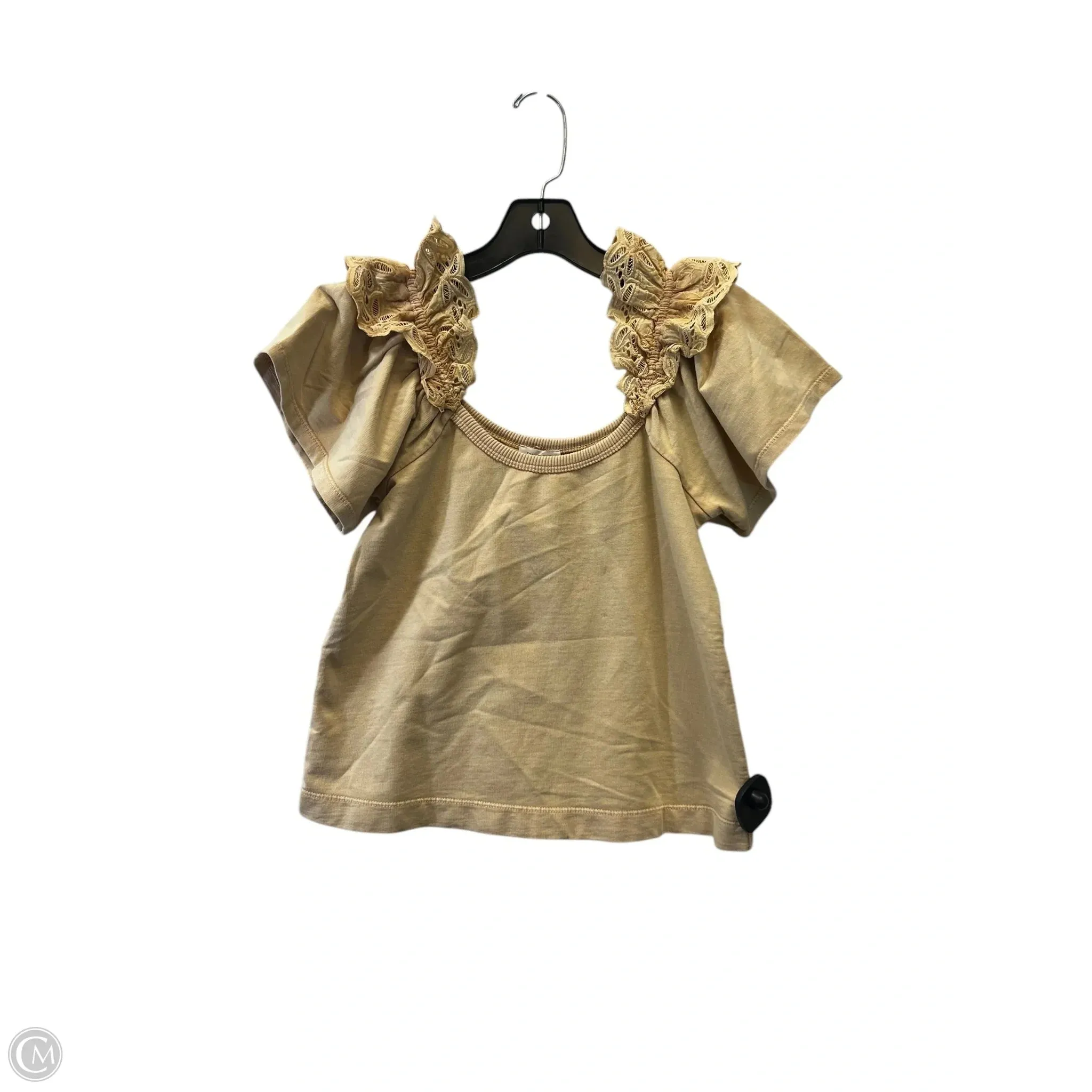 Street Casual Top Short Sleeve Designer By Pilcro In Tan, Size: Xxs