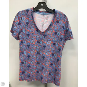 Organic Cotton Top Short Sleeve Designer By Tory Burch In Blue & Orange, Size: S