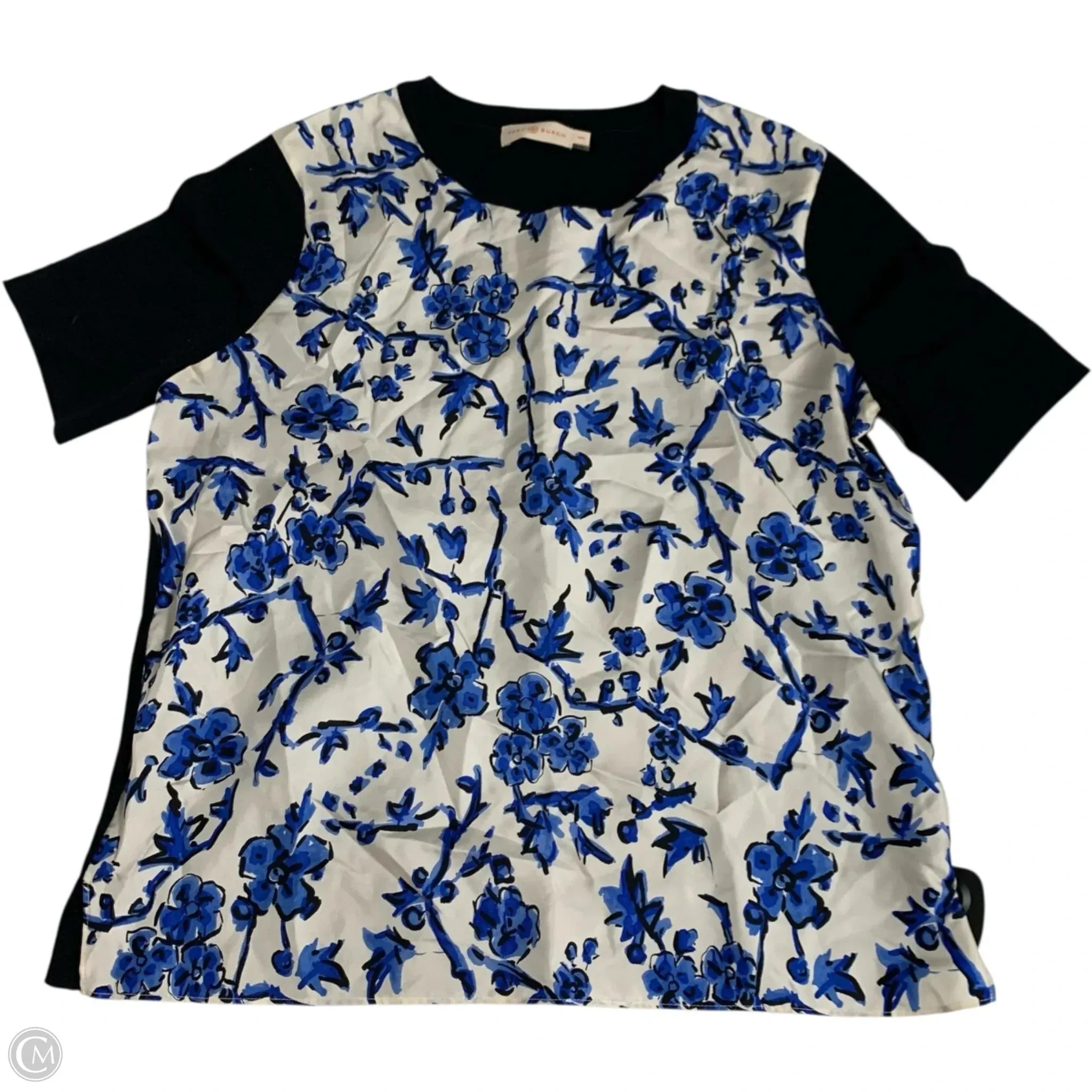 Cycling endurance All Day Wear Top Short Sleeve Designer By Tory Burch In Blue & White, Size: M