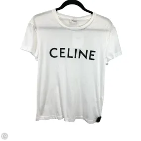 Stylish and Easygoing Top Short Sleeve Luxury Designer By Celine In White, Size: M
