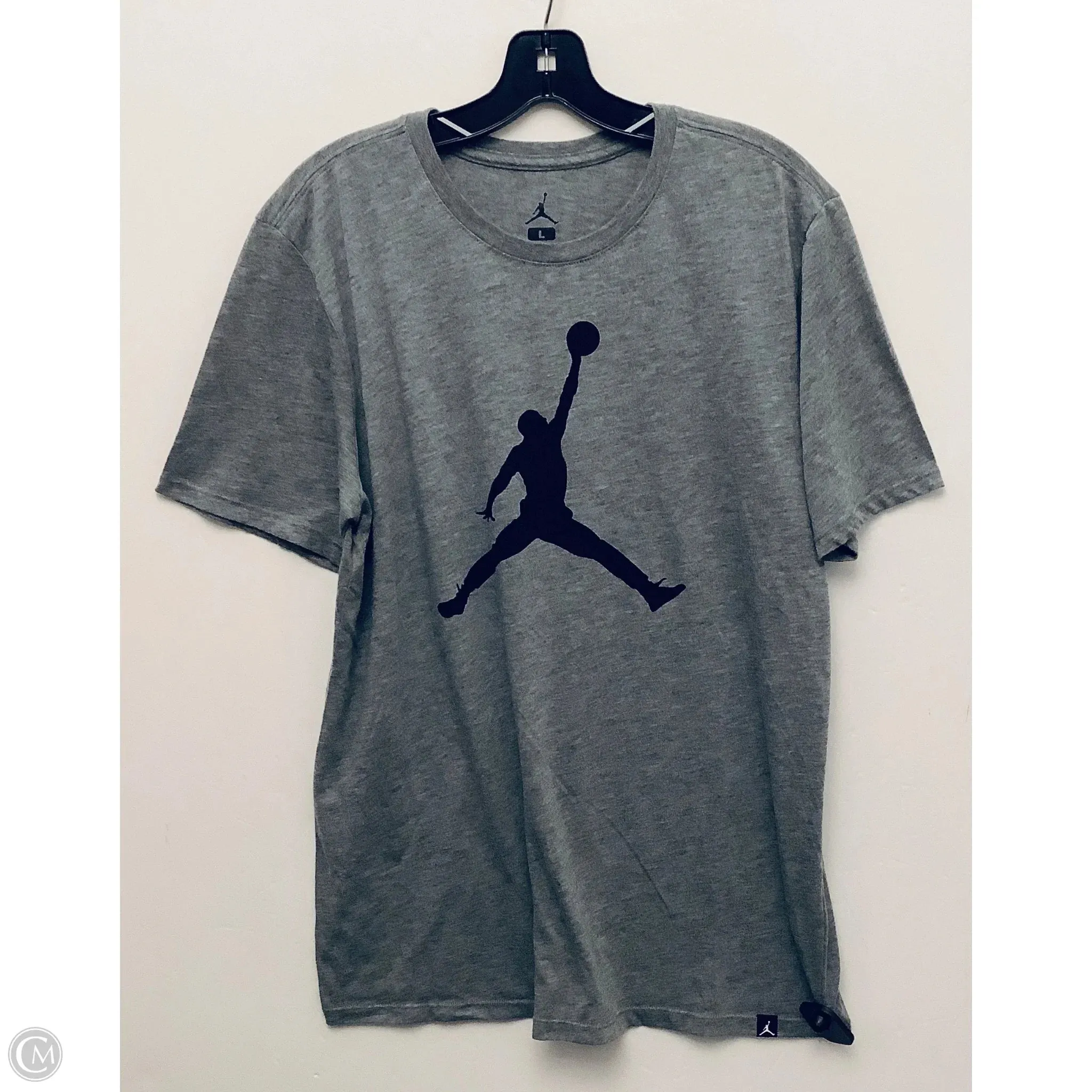 sporty and comfortable Top Short Sleeve Luxury Designer By Jordan In Grey, Size: L