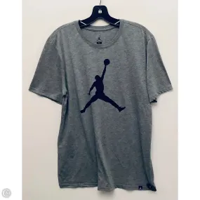 sporty and comfortable Top Short Sleeve Luxury Designer By Jordan In Grey, Size: L