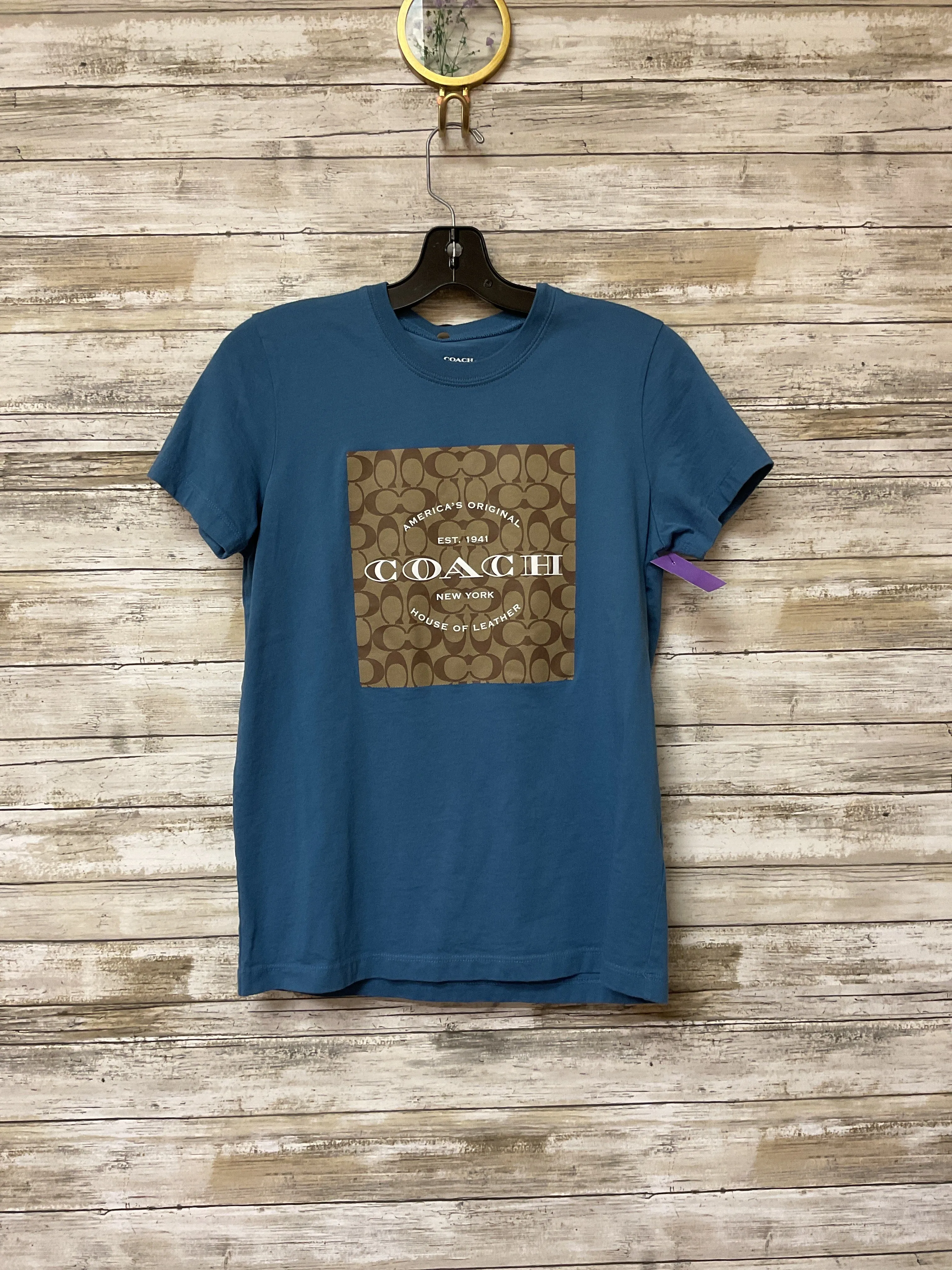 Top Ss Designer By Coach In Blue, Size:Xs Breathable Performance