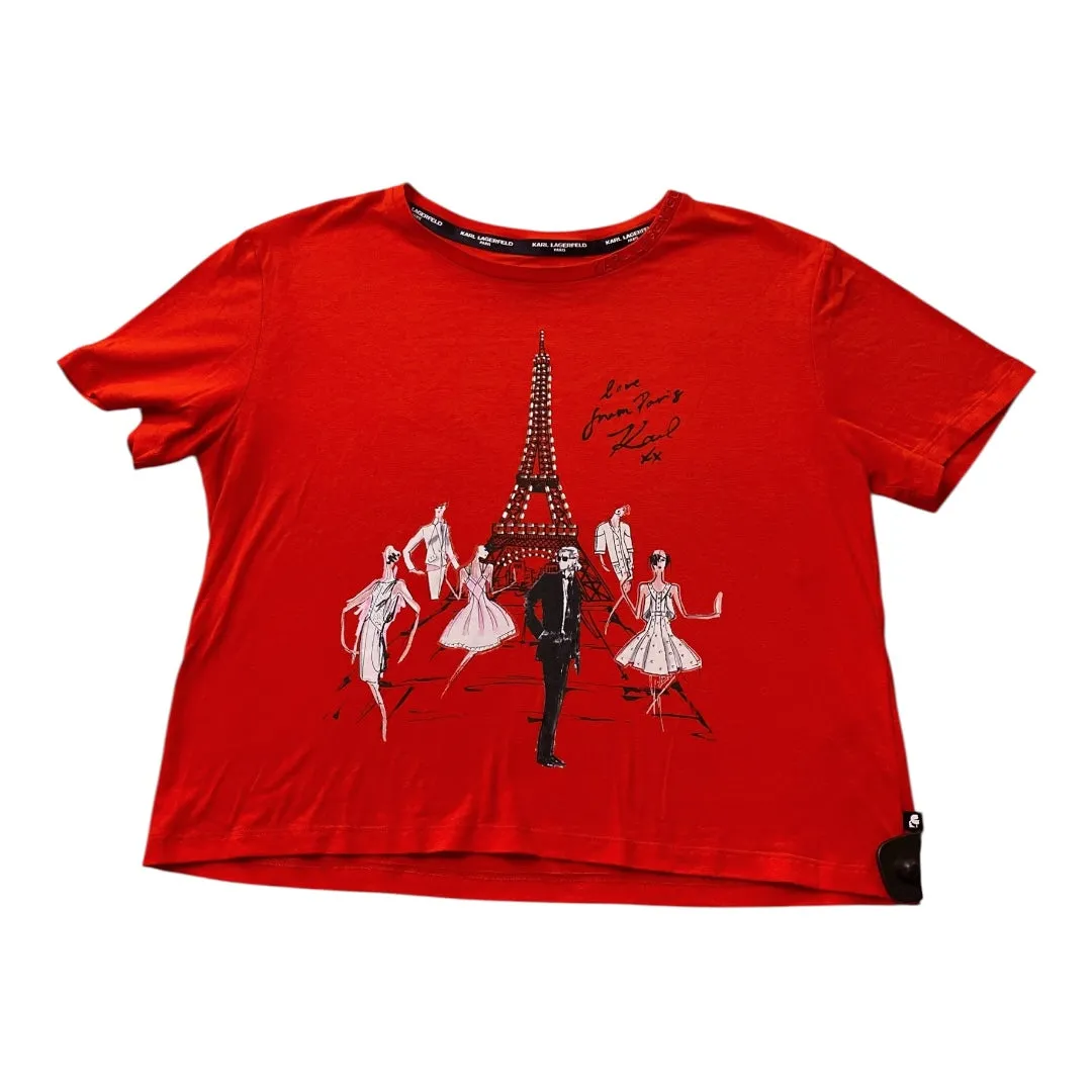 Affordable accessibility Anti Perspiration Lining Top Ss Designer By Karl Lagerfeld In Red, Size:S