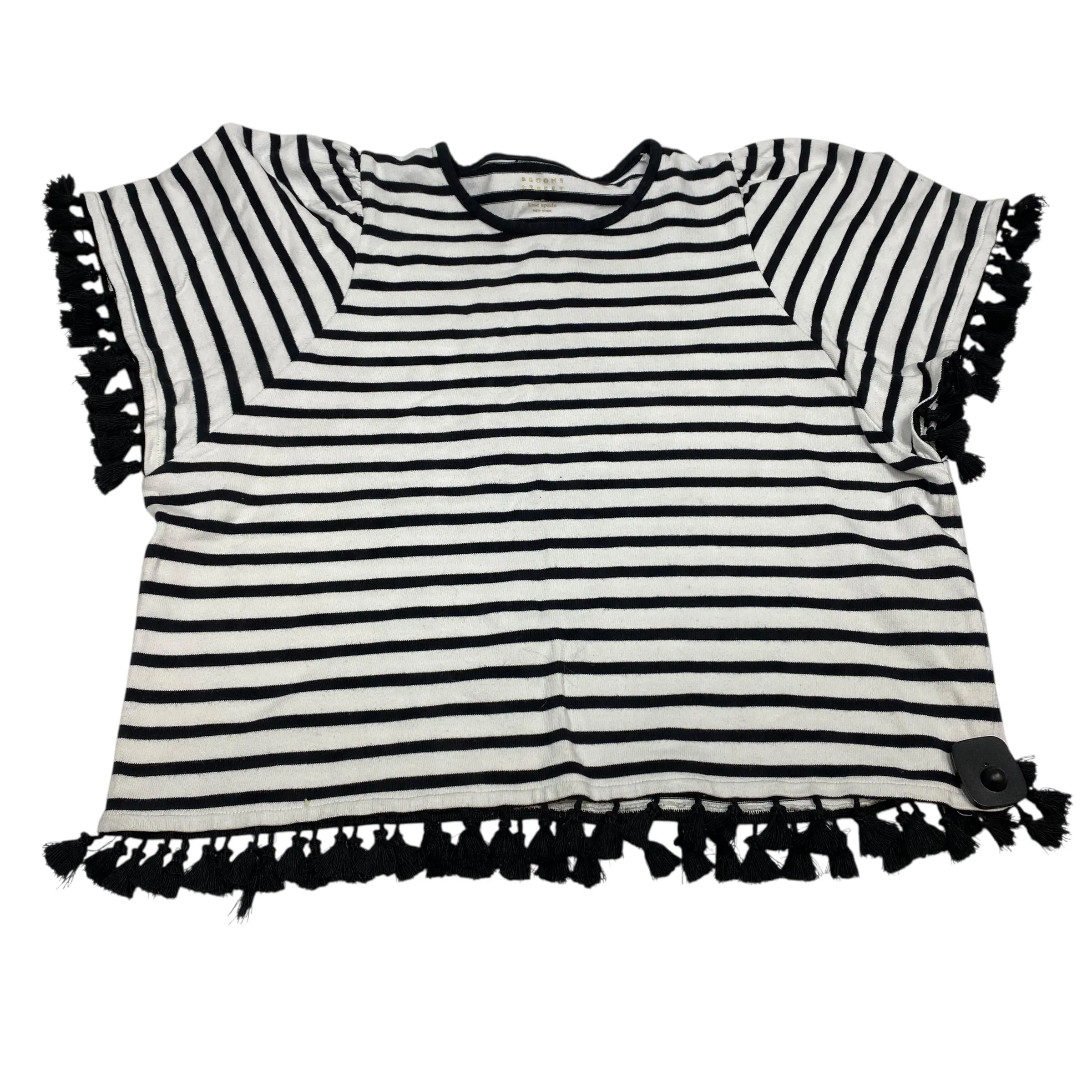 Top Ss Designer By Kate Spade In Black & White, Size:Xl Comfort Waist