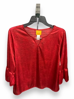 NonScratchSurface Reinforced Buttonholes Top 3/4 Sleeve By Ruby Rd In Red, Size: M