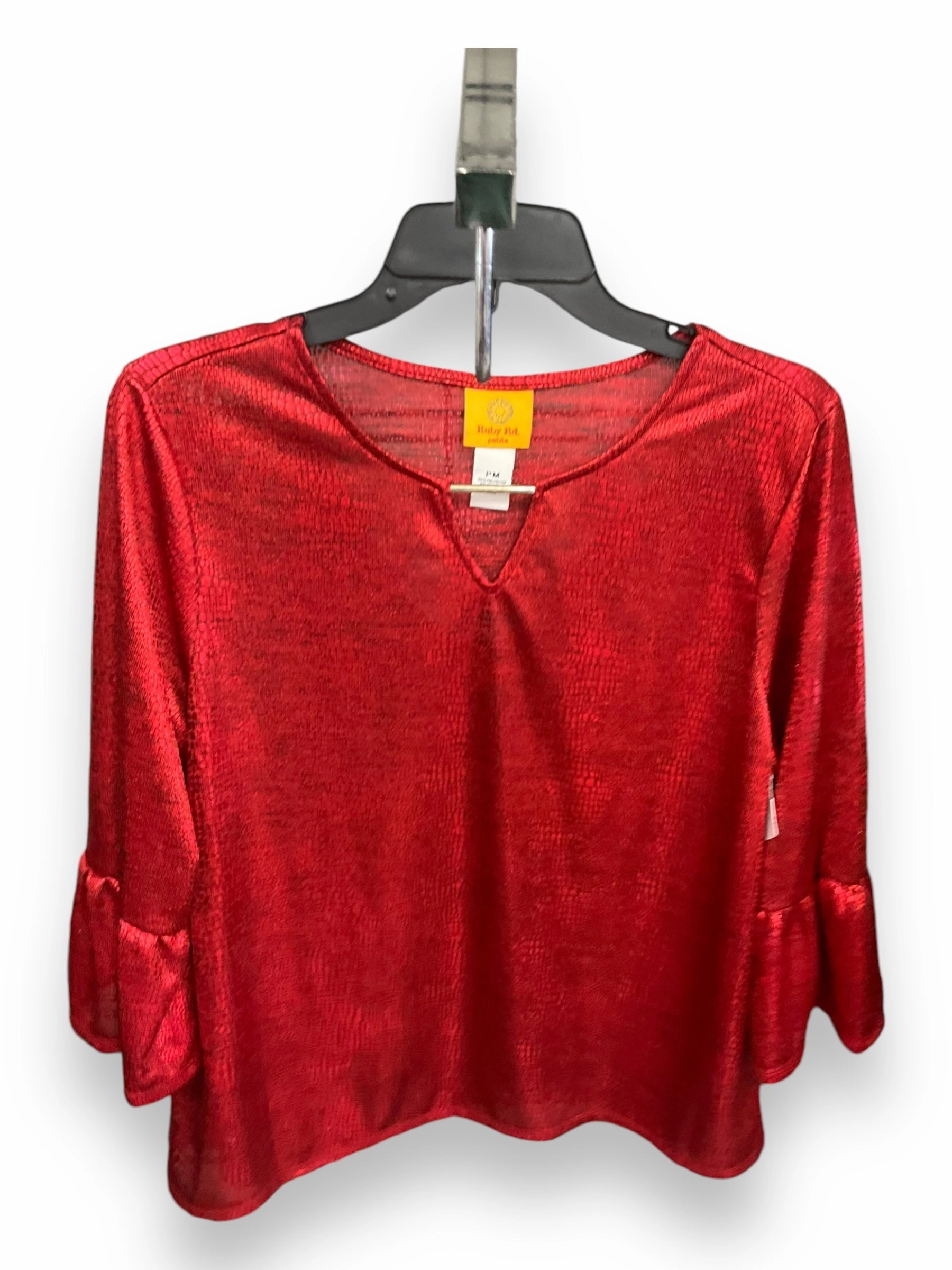 NonScratchSurface Reinforced Buttonholes Top 3/4 Sleeve By Ruby Rd In Red, Size: M