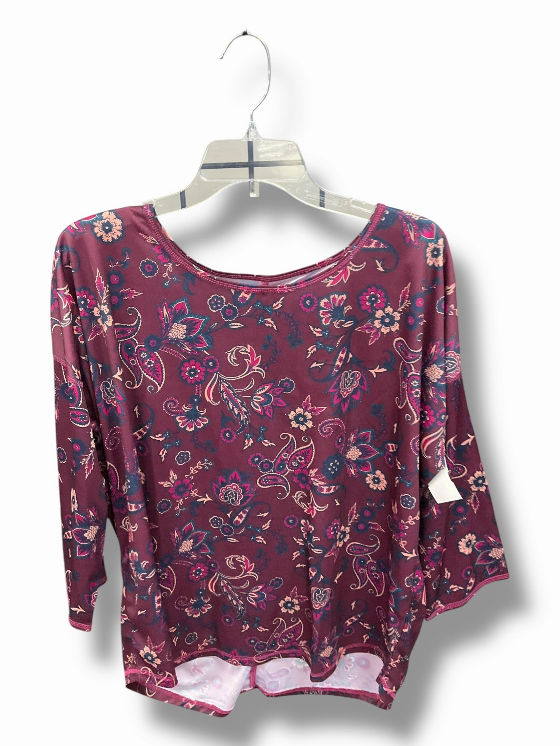 Flexible Neckline Top 3/4 Sleeve By St Johns Bay In Purple, Size: 2x