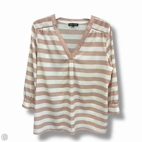 MoistureWicking Fabric Two Tone Weave Top 3/4 Sleeve By Violet And Claire In Cream & Pink, Size: L