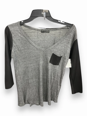 NonIrritatingEdges Tear Resistant Weave Top 3/4 Sleeve By Zara In Black & Grey, Size: M