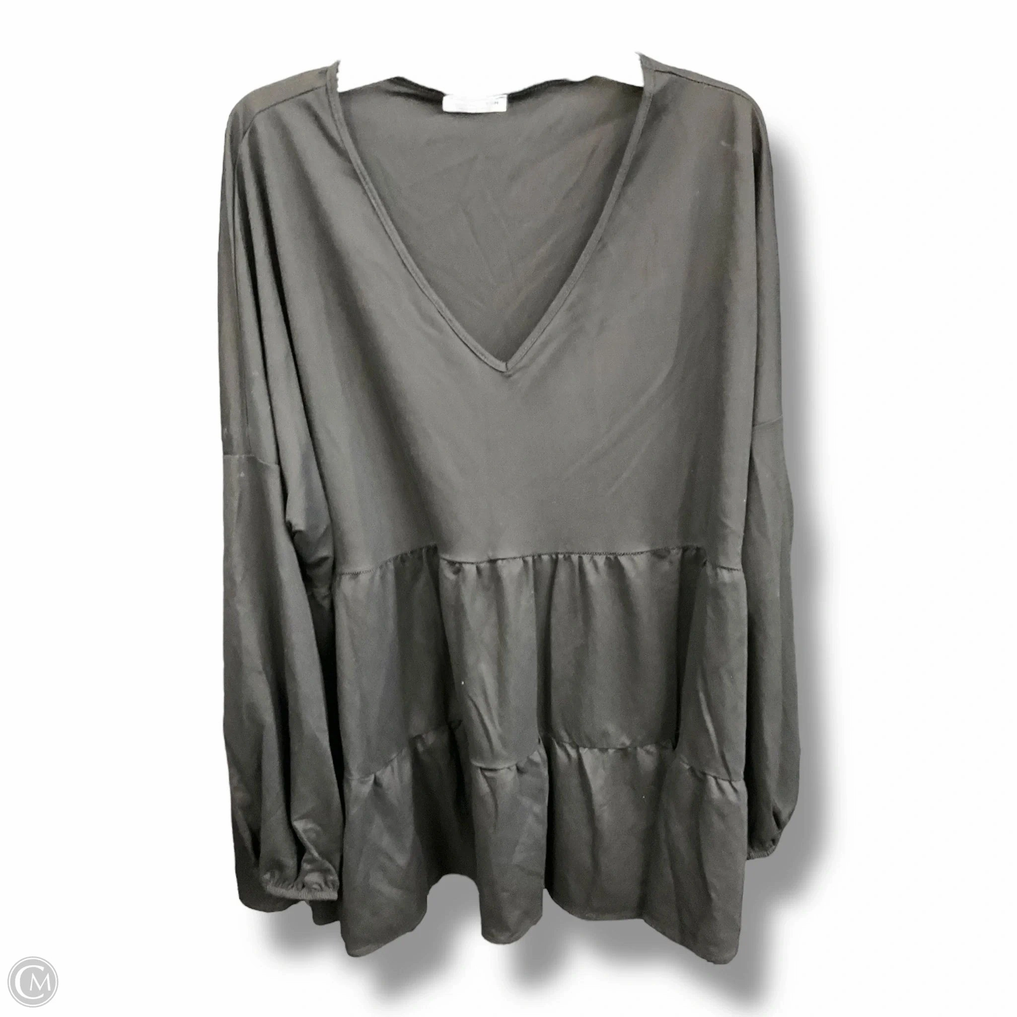 Top Long Sleeve Basic By Chicsoul In Black, Size: 3x V-neck Shirt