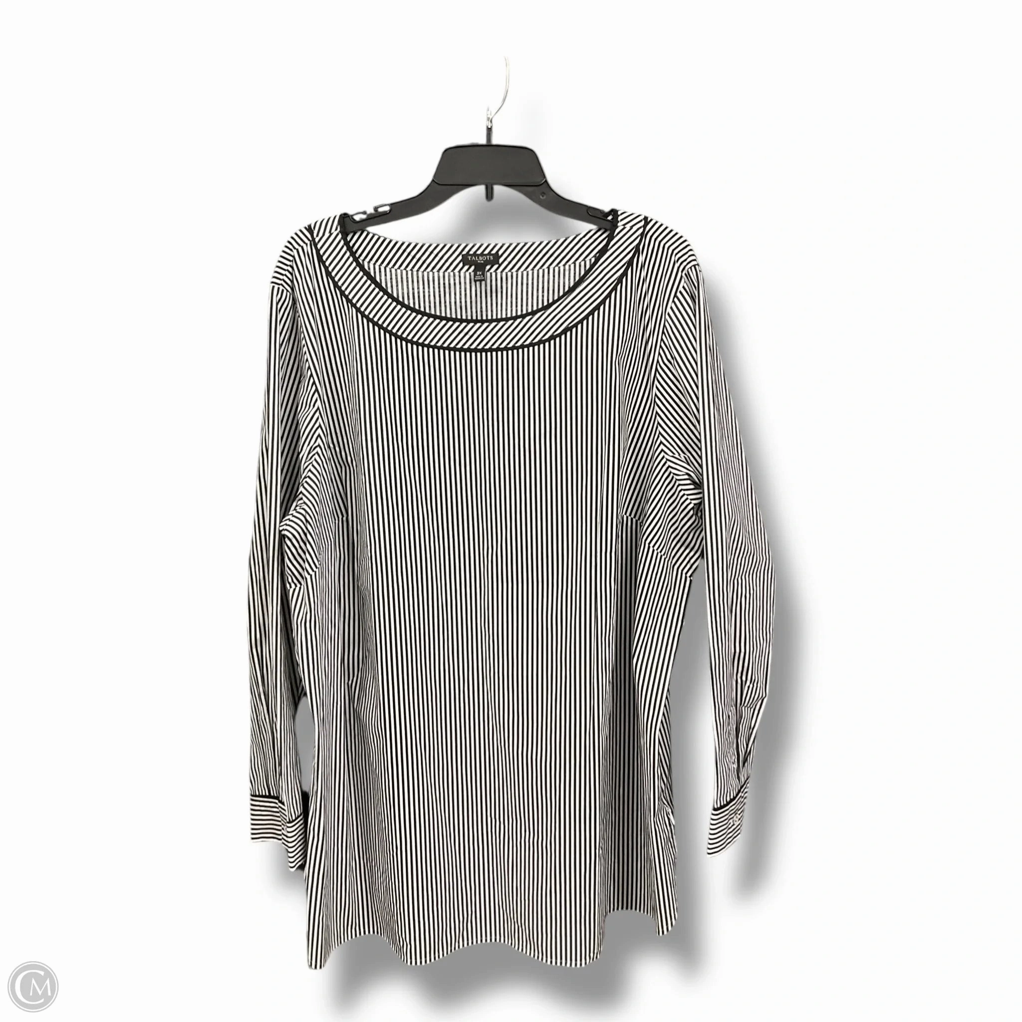 FlexibleCollarStructure Comfort Cushion Neckline Top Long Sleeve Basic By Talbots In Striped Pattern, Size: 3x
