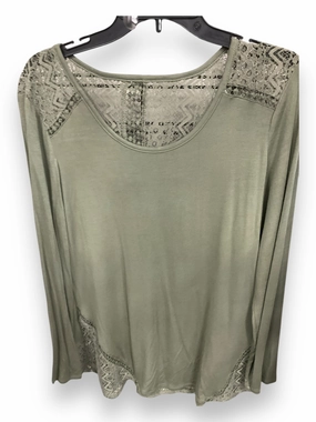 Top Long Sleeve Basic By Tru Self In Green, Size: M QuickDry Performance