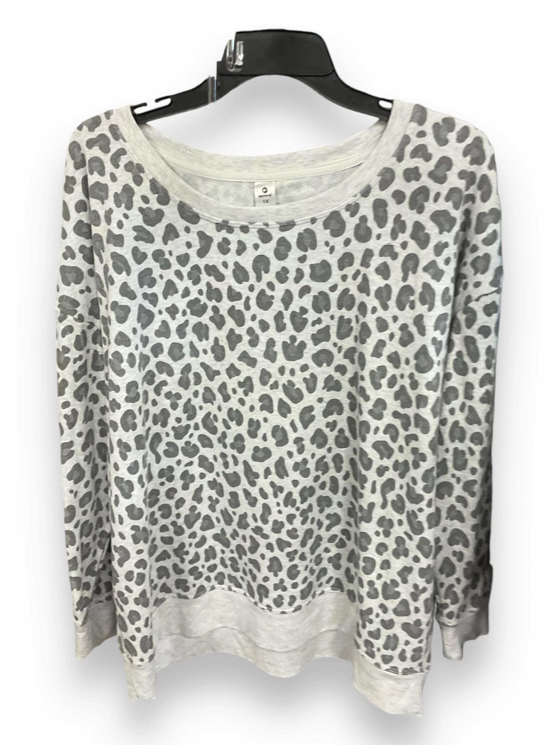 BondedShoulder Yarn Dye Stripe Top Long Sleeve By 90 Degrees By Reflex In Leopard Print, Size: 1x