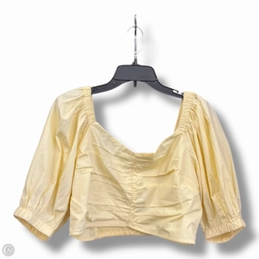 FrenchTerry Wrinkle Resistant Textile Top Long Sleeve By Abercrombie And Fitch In Yellow, Size: L