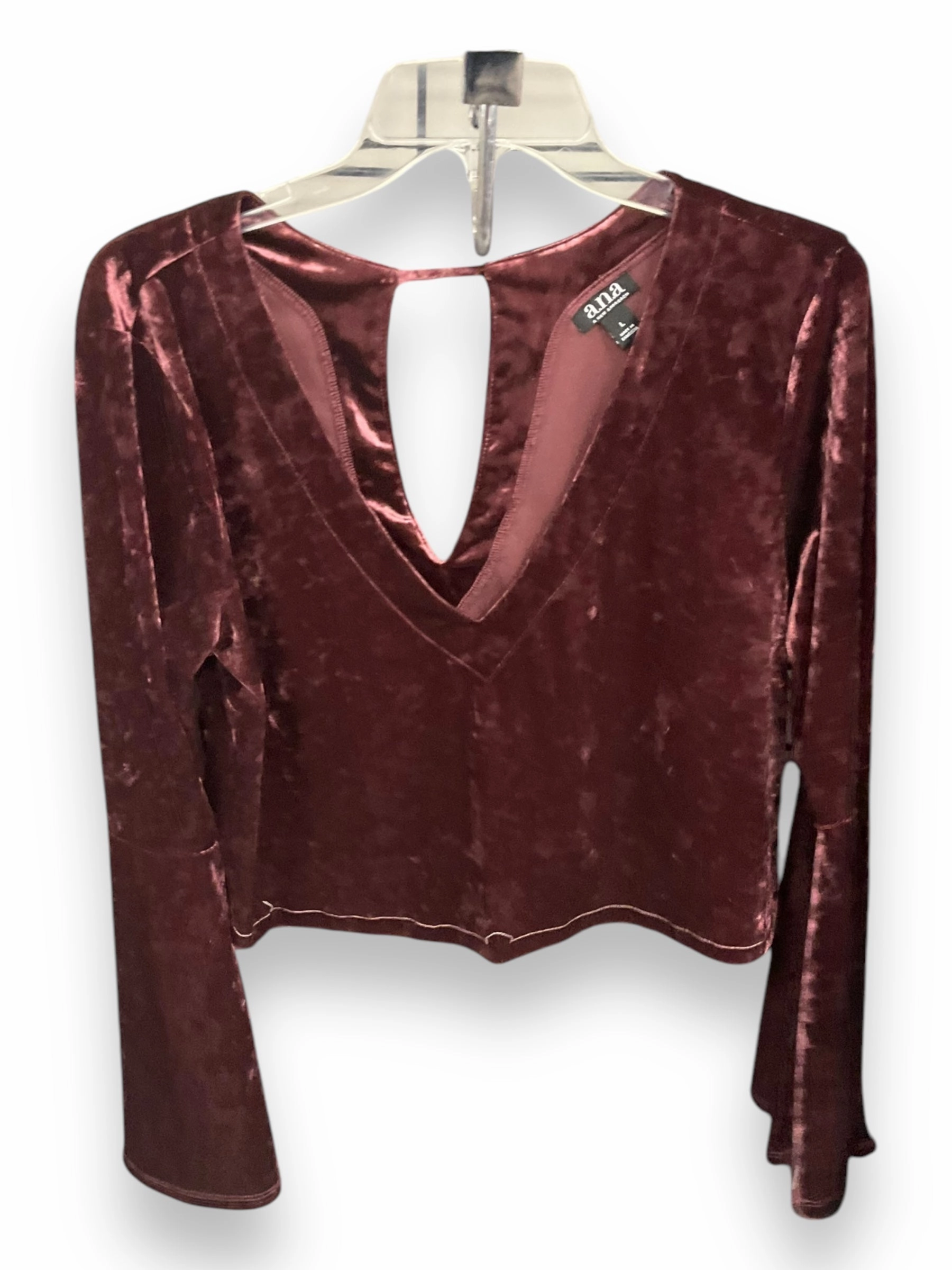 Top Long Sleeve By Ana In Burgundy, Size: L UltraFineMesh