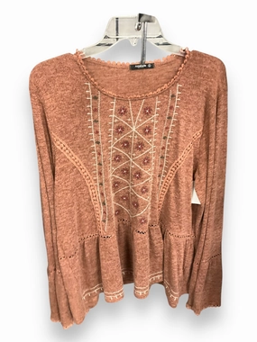Timeless Cut Top Long Sleeve By Annabelle In Orange, Size: Xl