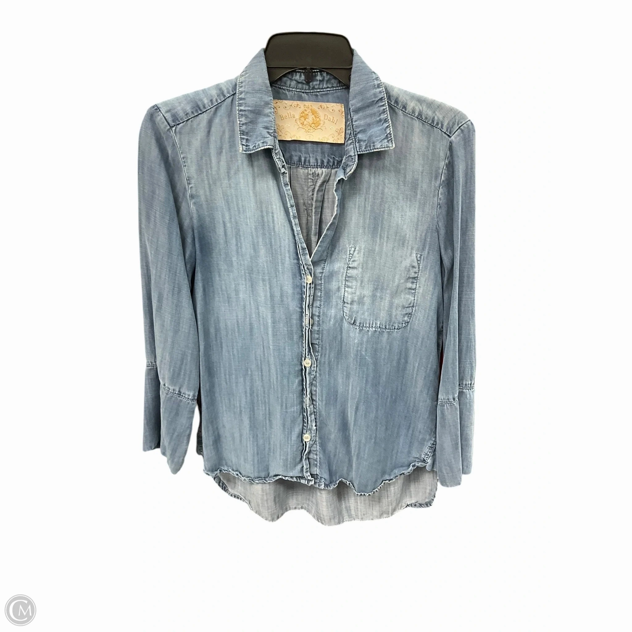 Top Long Sleeve By Bella Dahl In Blue Denim, Size: S ContrastTipping
