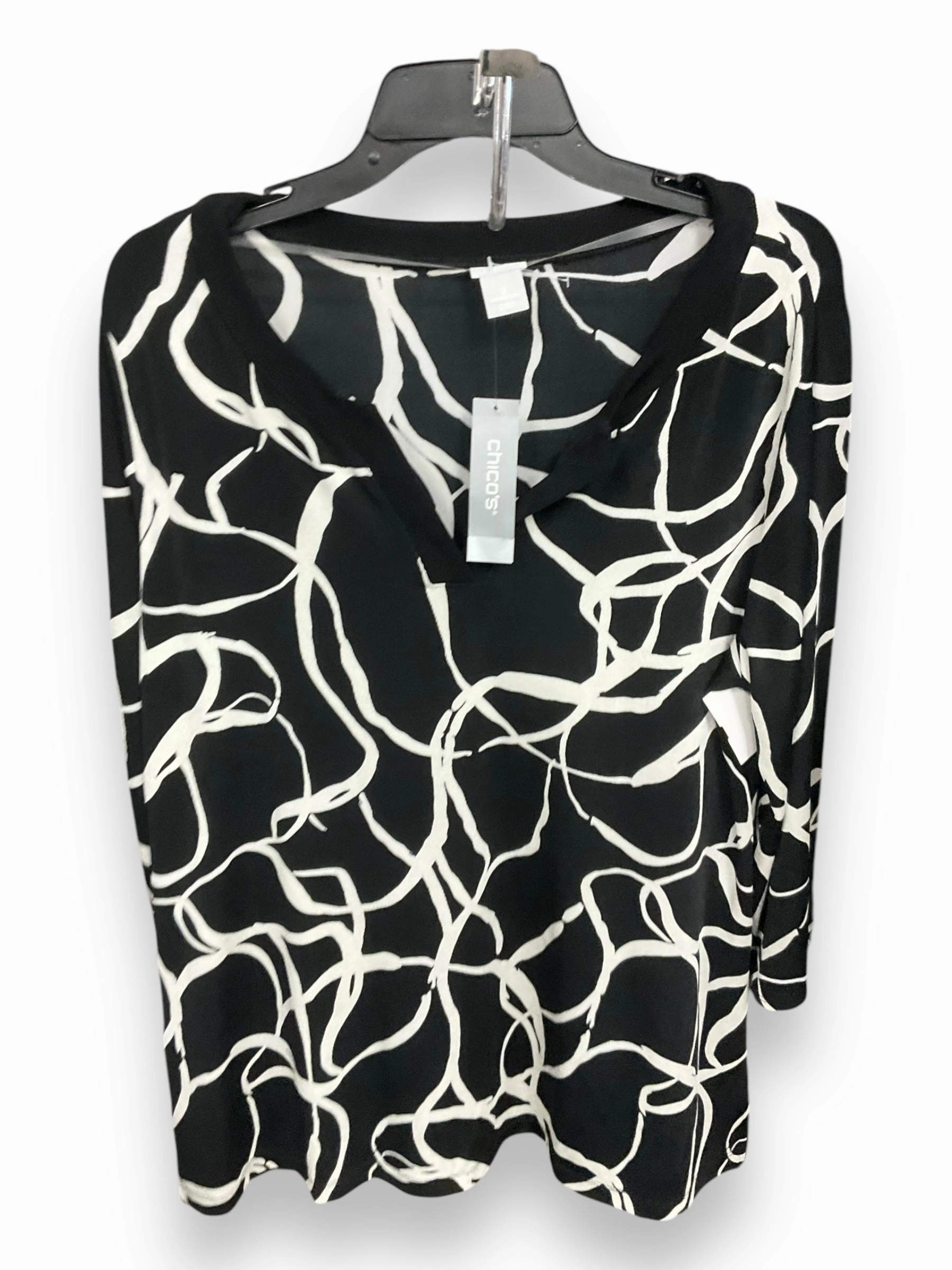 Thermal Regulation System Top Long Sleeve By Chicos In Black & White, Size: 2