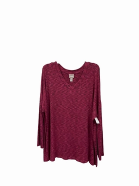 Hidden Storage Pocket Top Long Sleeve By Chicos In Burgundy, Size: Xl