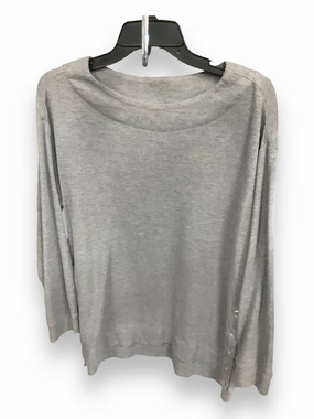 Top Long Sleeve By Cj Banks In Grey, Size: 1x Ribbed Trim High Neck Design