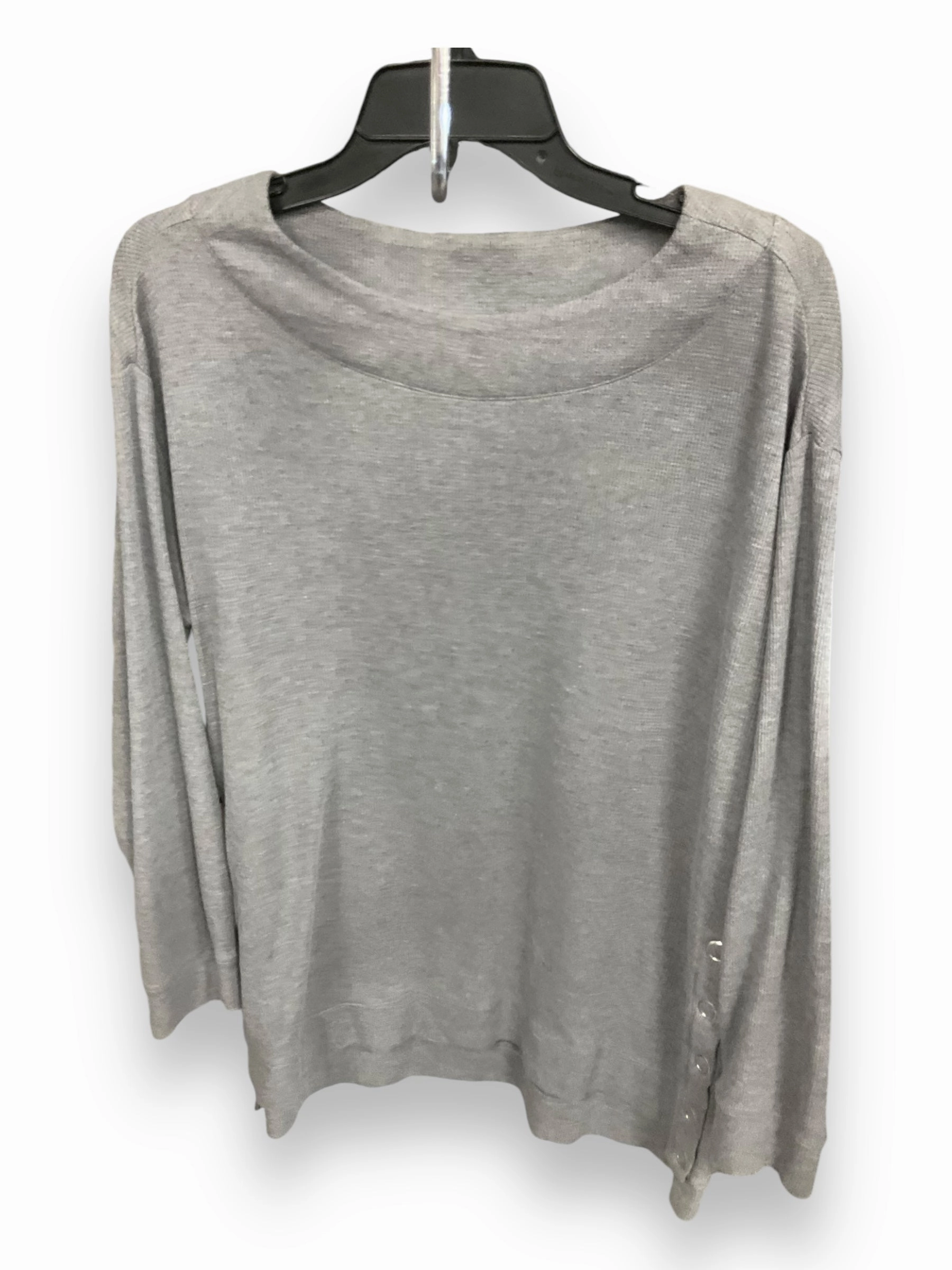 Top Long Sleeve By Cj Banks In Grey, Size: 1x Ribbed Trim High Neck Design