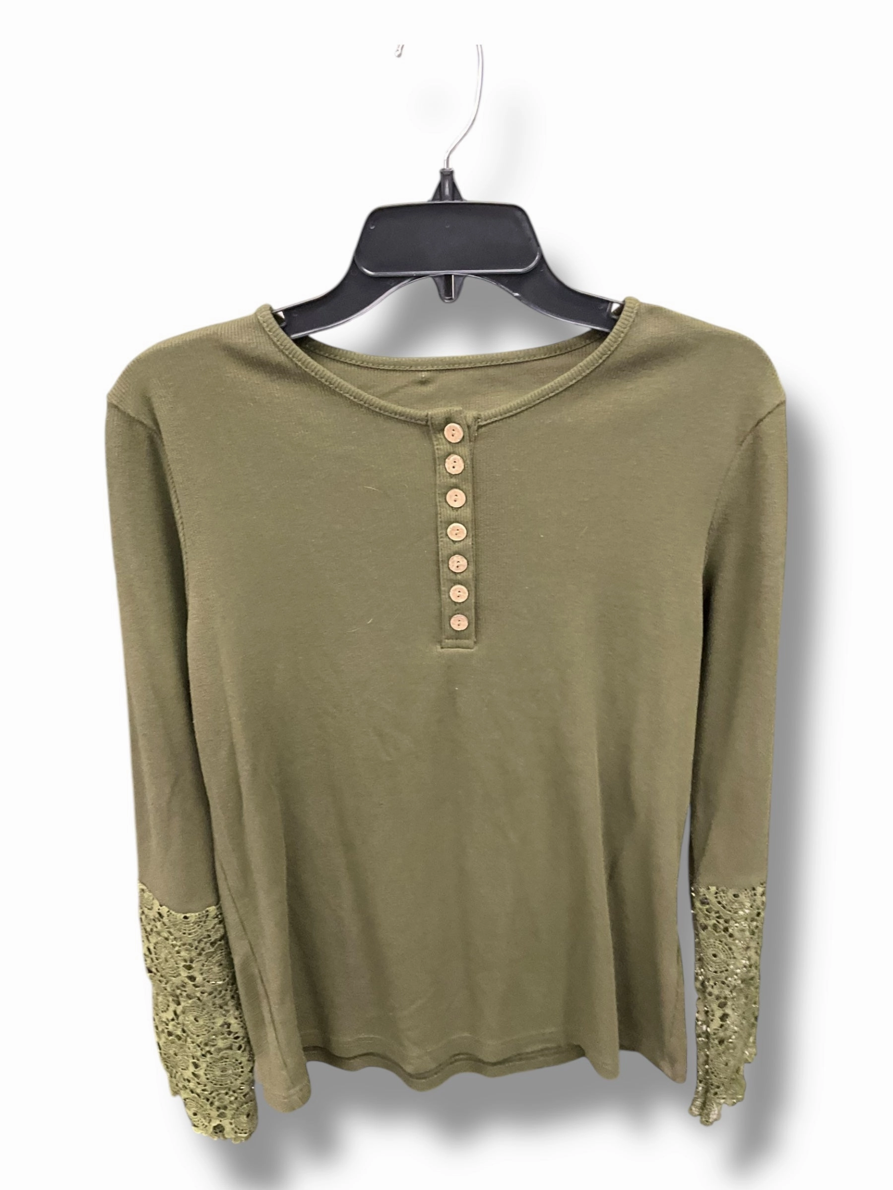 Wrinkle Free Texture Top Long Sleeve By Clothes Mentor In Green, Size: Xl
