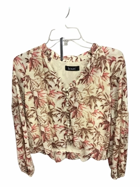 FlatlockSeams WrinkleFree Structure Top Long Sleeve By Clothes Mentor In Tropical Print, Size: L