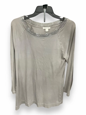 Breathable Knit Fabric Top Long Sleeve By Coldwater Creek In Grey, Size: L