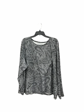 Top Long Sleeve By Croft And Barrow In Black & White, Size: 3x AntiStatic Weave Layered Collar