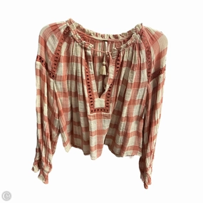 Overlock Edging Top Long Sleeve By Free People In Brown & Cream, Size: Xs