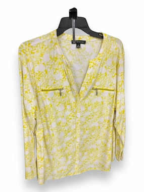 Reinforced Shoulder Top Long Sleeve By Inc In White & Yellow, Size: 2x